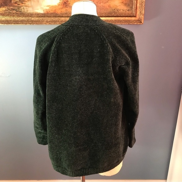 Land’s End christmas green open cardigan - Picture 2 of 9